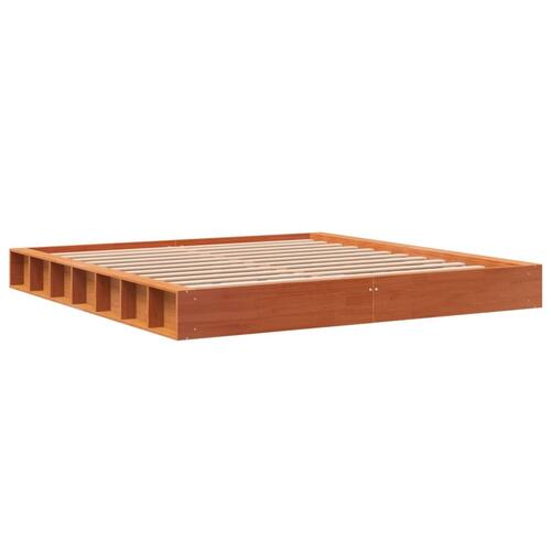 Sengeramme uden madras 200x200 cm massivt fyrretræ gyldenbrun