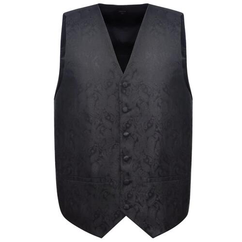 Herre Paisley Bryllupsvest sæt, størrelse 50, sort