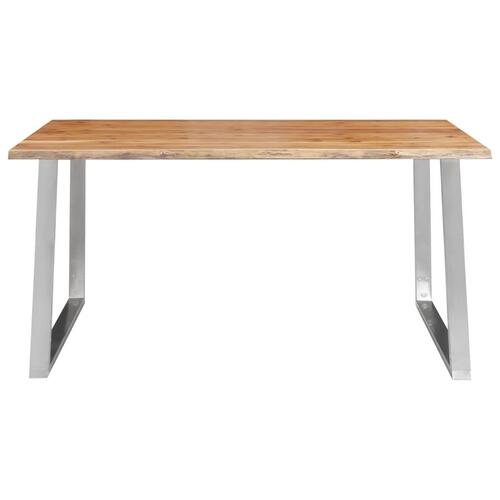 Spisebord 160 x 80 x 75 cm massivt akacietræ og rustfrit stål
