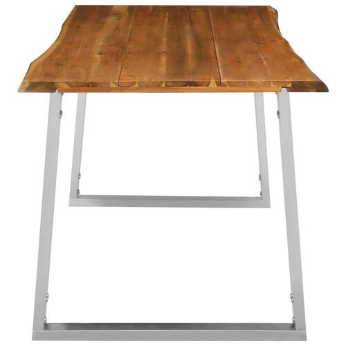Spisebord 160 x 80 x 75 cm massivt akacietræ og rustfrit stål
