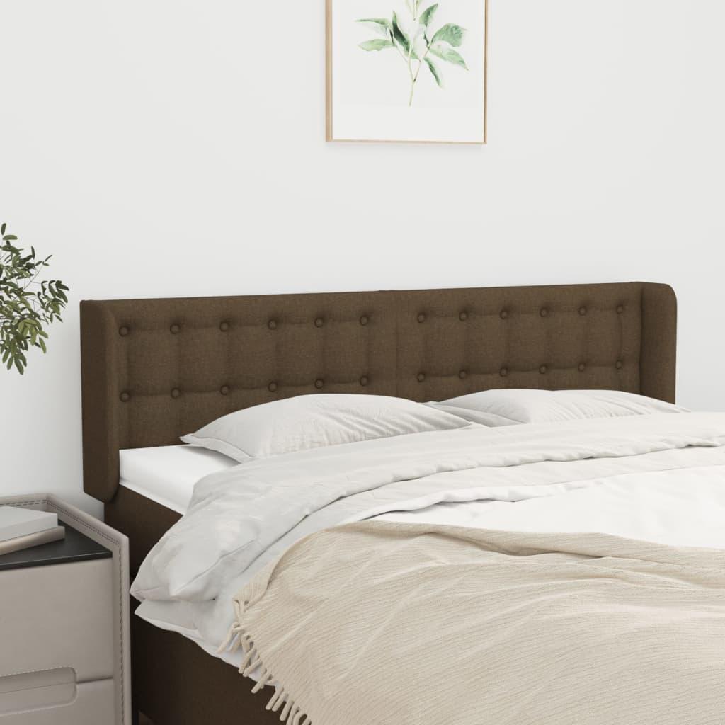 Sengegavl med kanter 147×16×78/88 cm - stof, mørkebrun billede