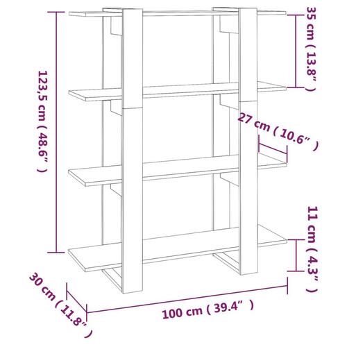 Bogreol/rumdeler 100x30x123,5 cm brun egetræ