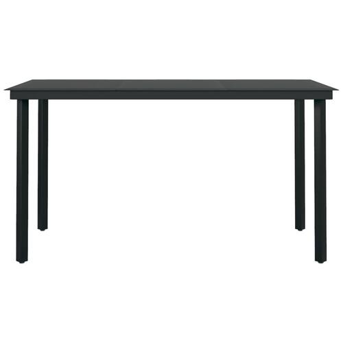 Havebord 140x70x74 cm stål og glas sort