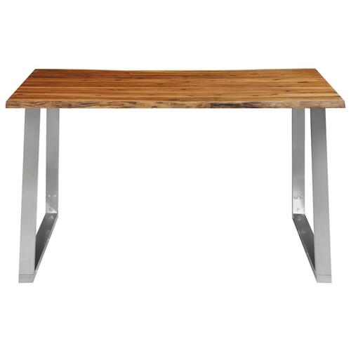 Spisebord 140 x 80 x 75 cm massivt akacietræ og rustfrit stål