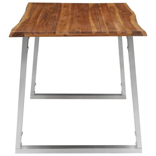 Spisebord 140 x 80 x 75 cm massivt akacietræ og rustfrit stål