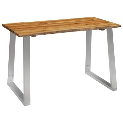 Spisebord 120 x 65 x 75 cm massivt akacietræ og rustfrit stål