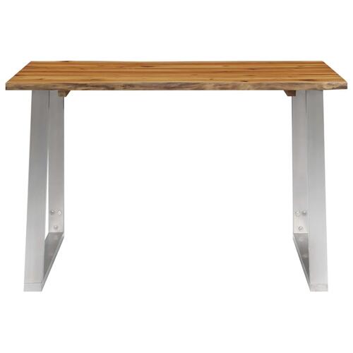 Spisebord 120 x 65 x 75 cm massivt akacietræ og rustfrit stål