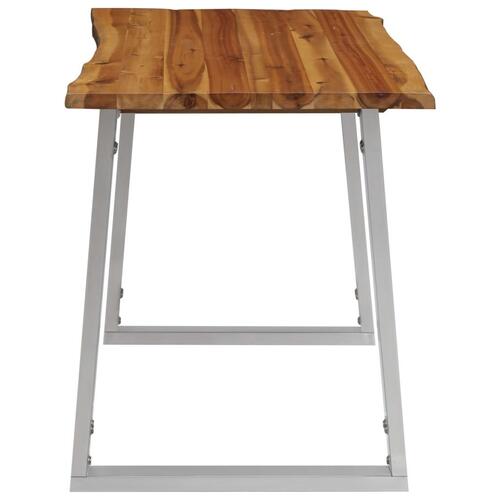 Spisebord 120 x 65 x 75 cm massivt akacietræ og rustfrit stål