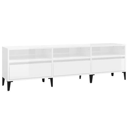 Tv-bord 150x30x44,5 cm konstrueret træ hvid højglans