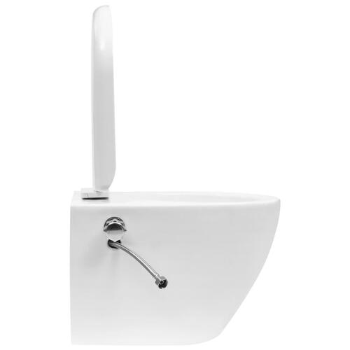 Væghængt toilet uden kant og med skjult cisterne keramik hvid