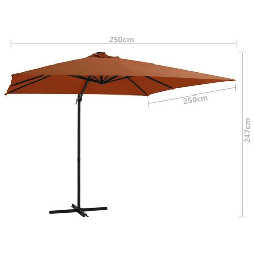 Hængeparasol med LED-lys 250x250 cm terrakotta