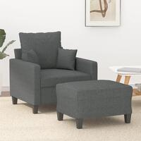 Sofastol med fodskammel 60 cm stof Mørkegrå