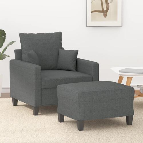 Sofastol med fodskammel 60 cm stof Mørkegrå