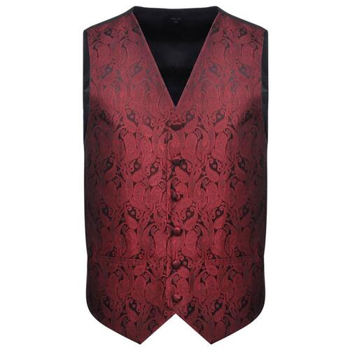 Herre Paisley Bryllupsvest sæt, størrelse 56, bordeaux