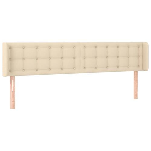 Sengegavl med kanter 163x16x78/88 cm stof cremefarvet