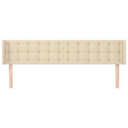 Sengegavl med kanter 163x16x78/88 cm stof cremefarvet