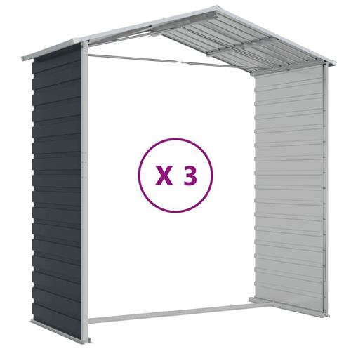 Haveskur 191x300x198 cm galvaniseret stål antracitgrå