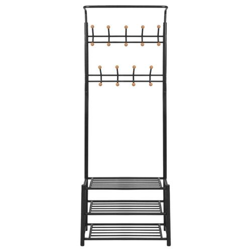 Knagerække med skoopbevaring 68 x 32 x 182,5 cm sort
