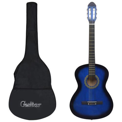 Klassisk guitar med taske for begyndere 4/4 39" blå
