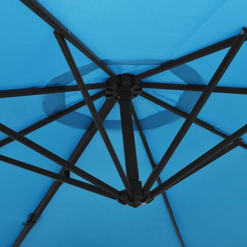 Væghængt parasol med LED-lys 290 cm havblå