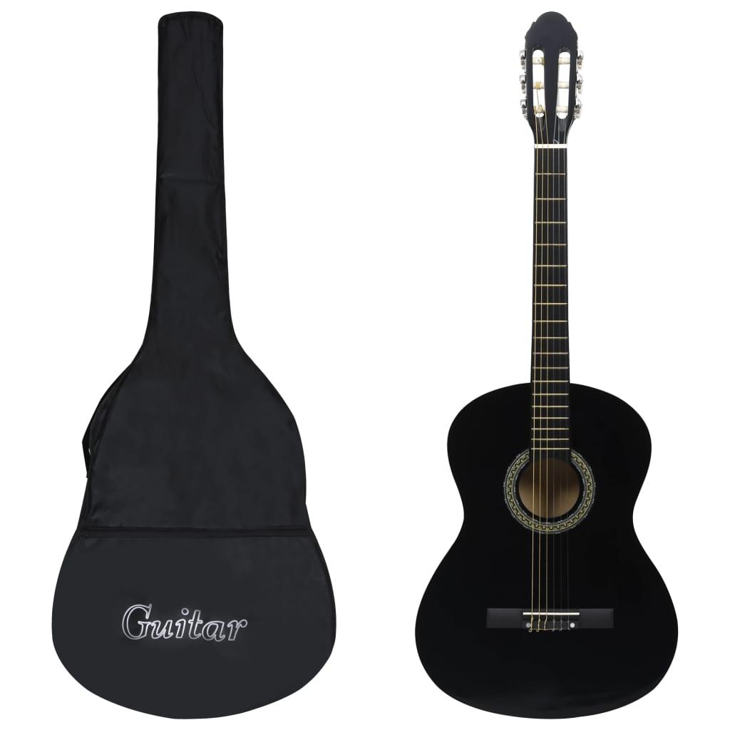 Klassisk guitar med taske for begyndere 4/4 39" sort