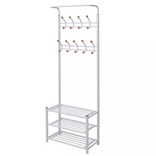 Knagerække med skoopbevaring 68x32x182,5 cm hvid