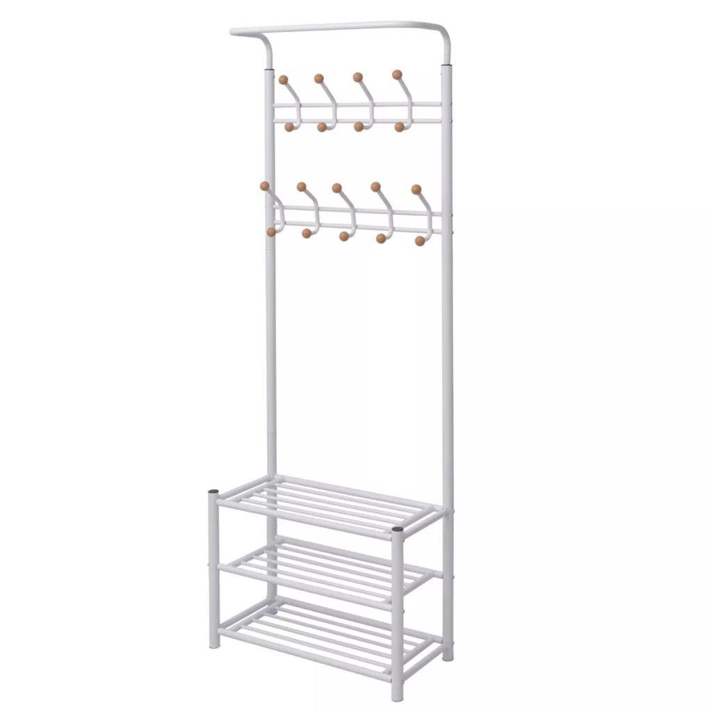 Knagerække med skoopbevaring 68x32x182,5 cm hvid