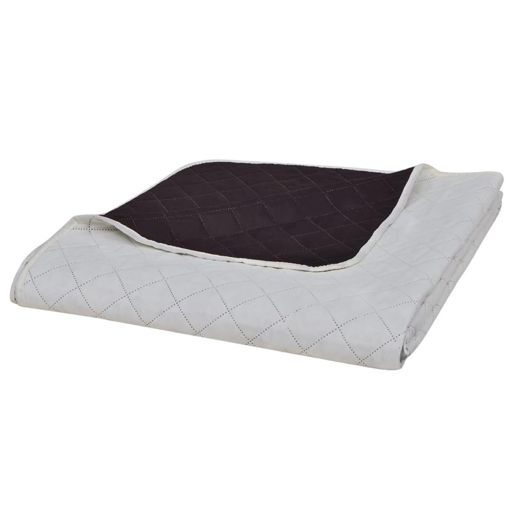 Dobbeltsidet quiltet sengetæppe beige/brun 220 x 240 cm