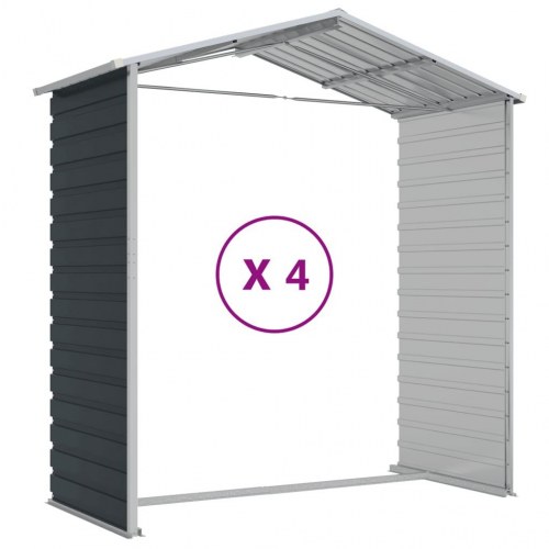 Haveskur 191 × 385 × 198 cm - galvaniseret stål, antracitgrå