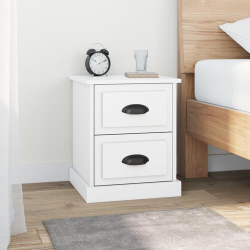 Sengeborde 2 stk. 39x39x47,5 cm konstrueret træ hvid