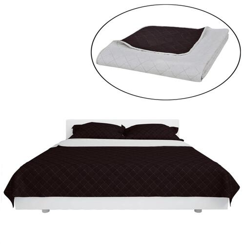 Dobbeltsidet quiltet sengetæppe beige/brun 220 x 240 cm