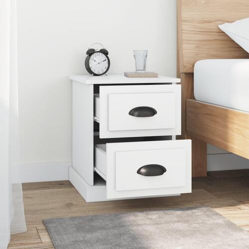 Sengeborde 2 stk. 39x39x47,5 cm konstrueret træ hvid