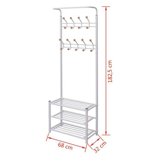 Knagerække med skoopbevaring 68x32x182,5 cm hvid