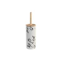 Toiletbørste 10 x 10 x 38,5 cm Sort Metal Hvid Stentøj