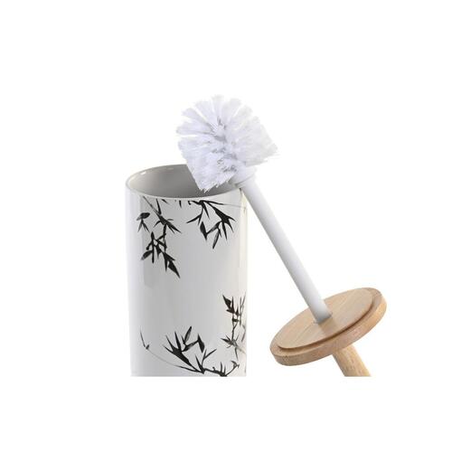 Toiletbørste 10 x 10 x 38,5 cm Sort Metal Hvid Stentøj