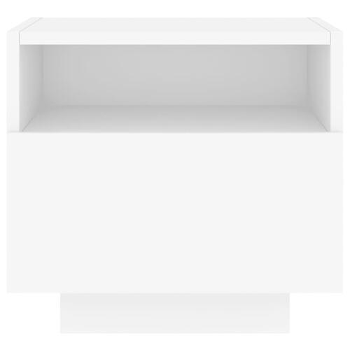 Sengebord med LED-lys 40x39x37 cm hvid