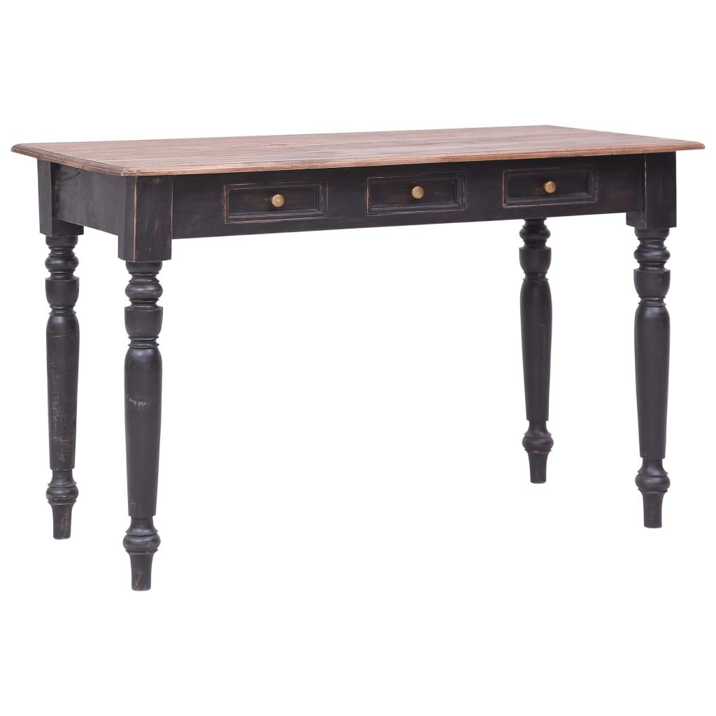 Skrivebord med 3 skuffer 117x57x75 cm massivt mahognitræ billede