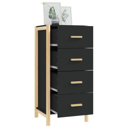 Kommode 42x38x90 cm konstrueret træ sort