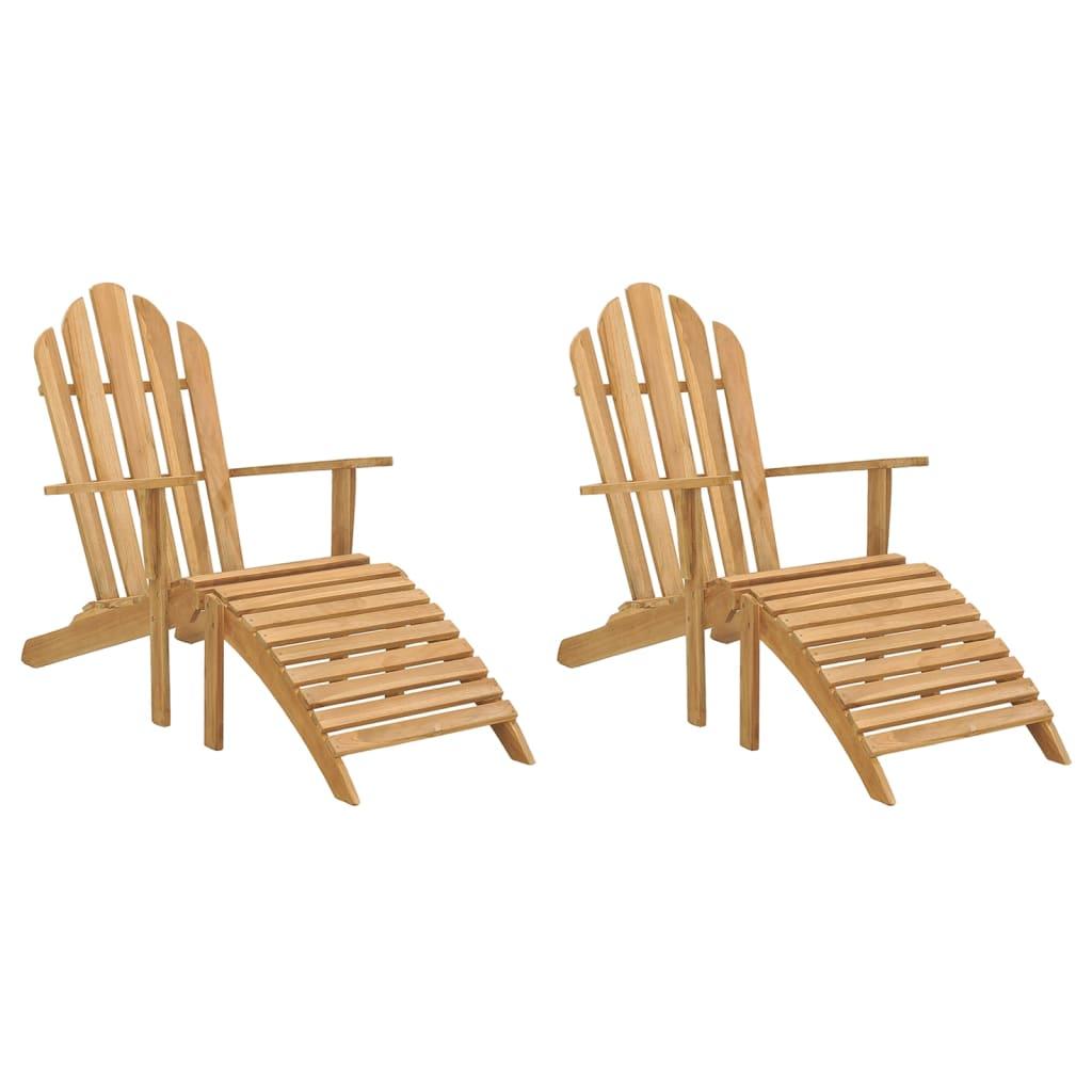 Adirondack-stole med fodstøtte 2 stk. massivt teaktræ