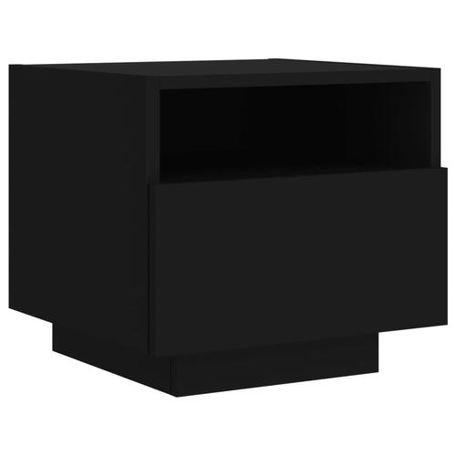 Sengeborde 2 stk. med LED-lys 40x39x37 cm sort