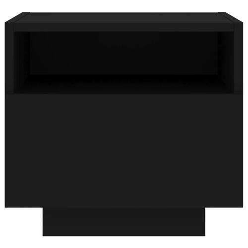 Sengeborde 2 stk. med LED-lys 40x39x37 cm sort