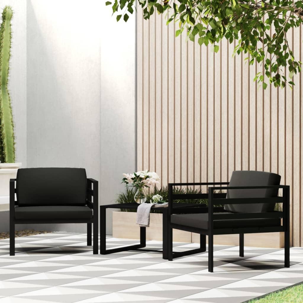 Sofastol 2 stk. med hynder aluminium antracitgrå billede