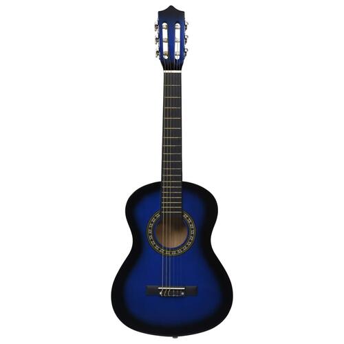 Klassisk guitar med taske for begyndere og børn 1/2 34" blå