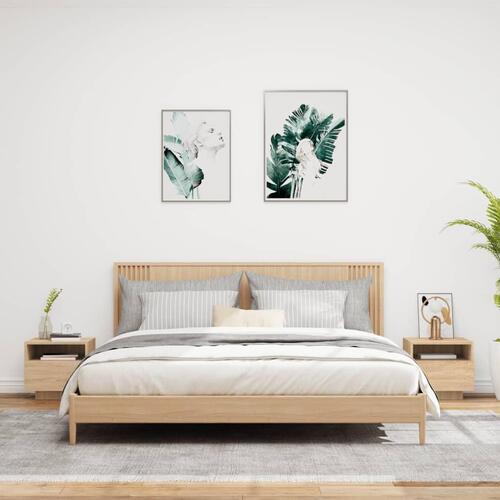 Sengeborde 2 stk. med LED-lys 40x39x37 cm sonoma-eg