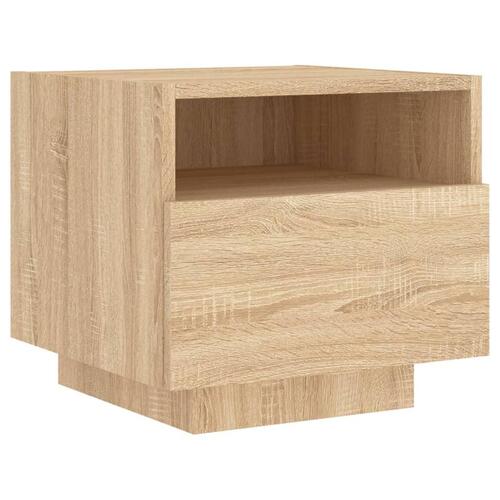 Sengeborde 2 stk. med LED-lys 40x39x37 cm sonoma-eg