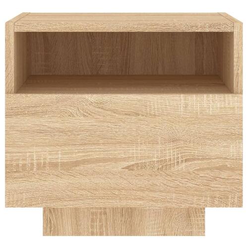 Sengeborde 2 stk. med LED-lys 40x39x37 cm sonoma-eg