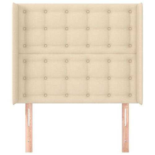 Sengegavl med kanter 83x16x118/128 cm stof cremefarvet