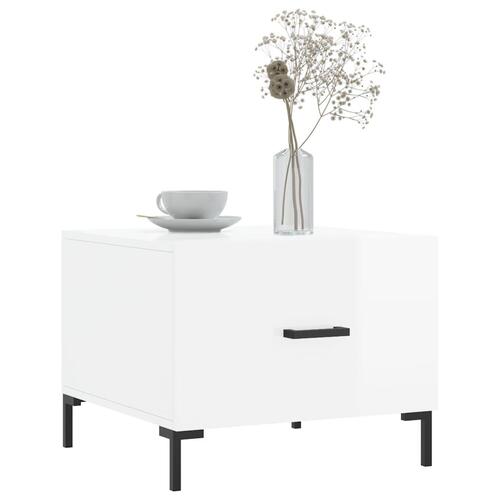 Sofaborde 2 stk. 50x50x40 cm konstrueret træ hvid højglans