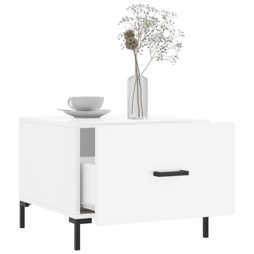 Sofaborde 2 stk. 50x50x40 cm konstrueret træ hvid højglans