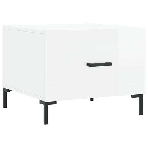 Sofaborde 2 stk. 50x50x40 cm konstrueret træ hvid højglans